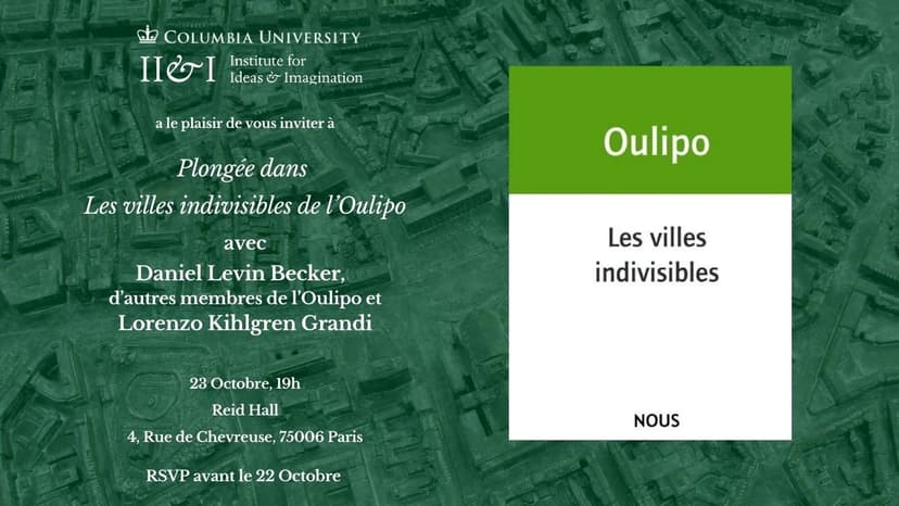 Lecture des "Villes indivisibles" à la librairie Reid Hall à Paris