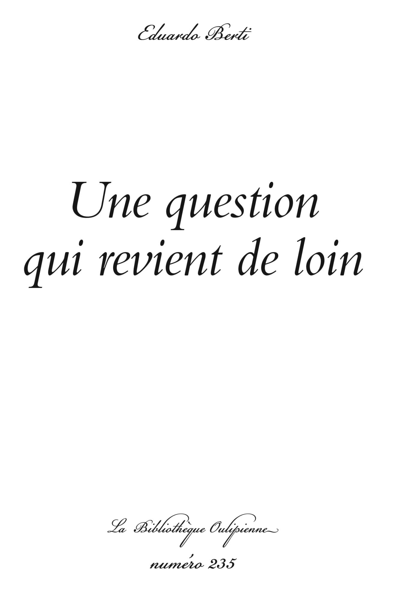 Une question qui revient de loin