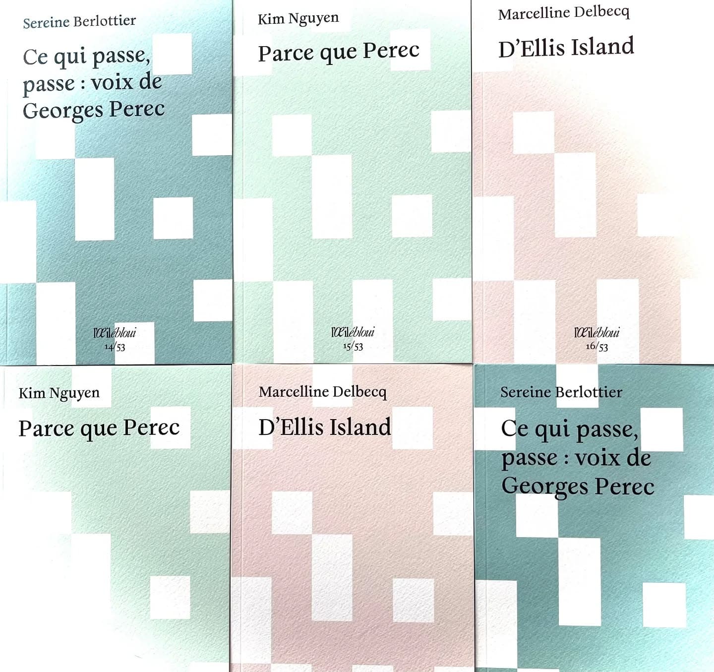Trois nouvelles parutions dans la collection Perec 53, publiée par les éditions de L'oeil ébloui ! #sereineberlottier #marcellinedelbecq #kimnguyen #georgesperec #perec53