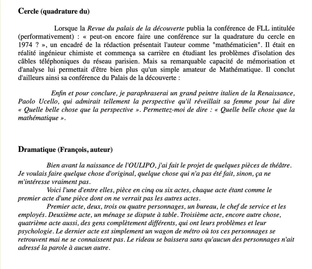 Extrait d'un portrait alphabétique du cofondateur de l'Oulipo, François Le Lionn…
